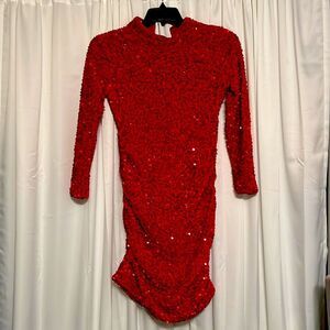 Formal Red Sequined Bodycon Dress